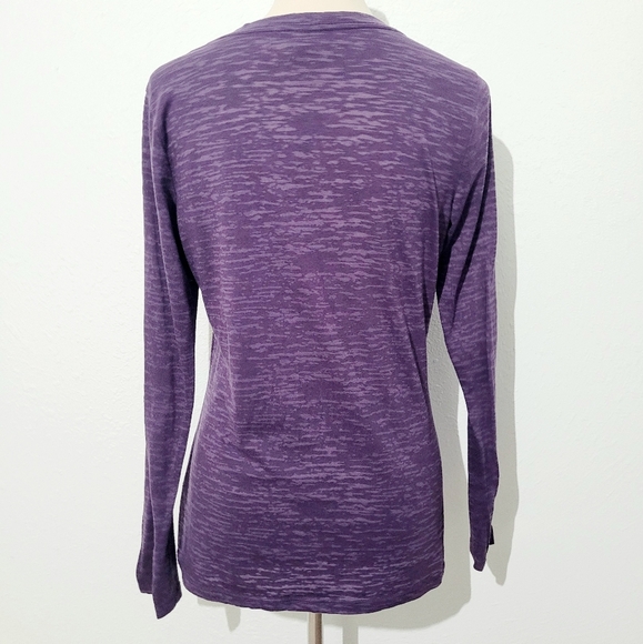 VANITY Women's Purple Burnout Long Sleeve Shirt Black Sparkle Cross Size L - Picture 3 of 9
